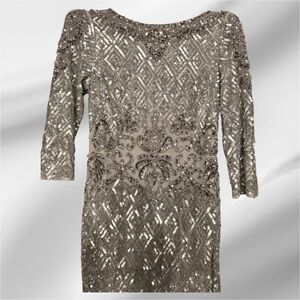 Aidan Mattox Gray Sequin and crystals Dress